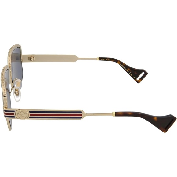 ❤️💚🆕GUCCI Sunglasses GG0585S 005 59mm Gold / Gray Lens Unisex Classic - Picture 4 of 9